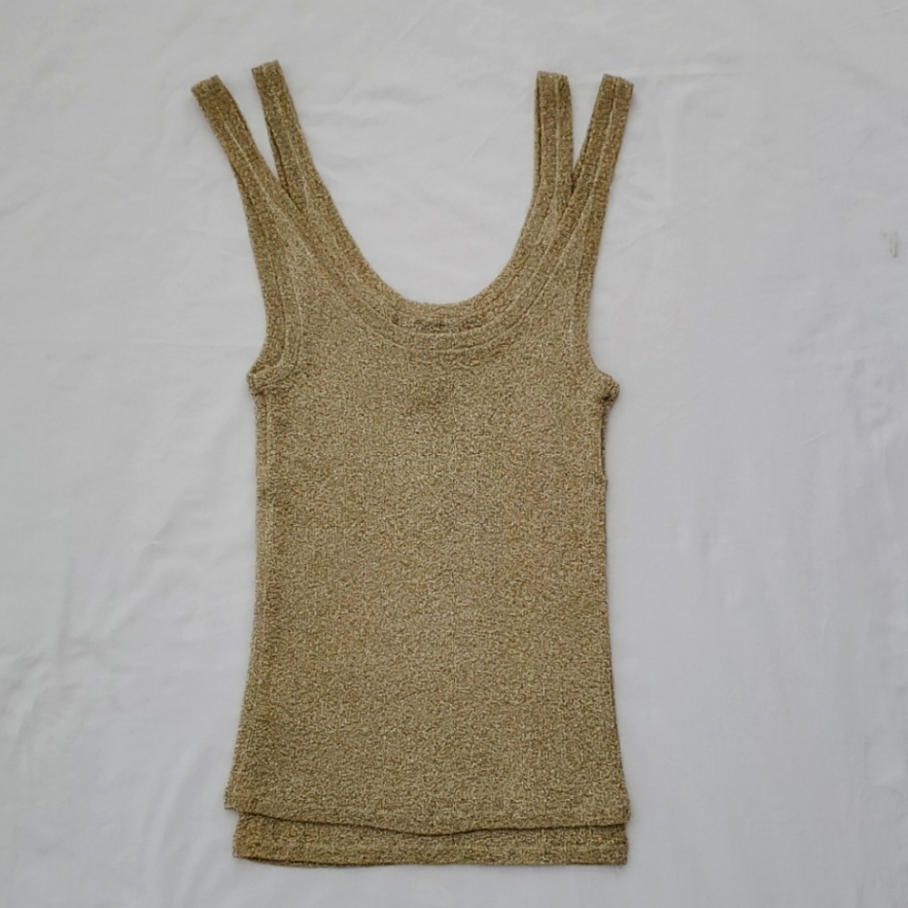 Vintage Tank top metallic thread golden - M